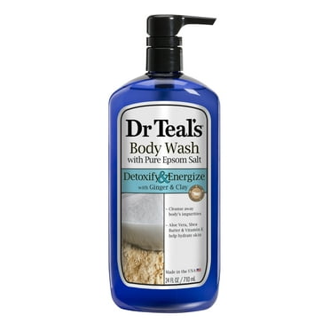 Dr Teal's Body Wash with Pure Epsom Salt, Detoxify & Energize with Ginger & Clay, 24 fl oz