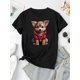 thumbnail image 3 of Women's Casual Hoodie Puppy Graphic Tee - Short Sleeve, Round Neck, Comfortable Polyester Blend, Machine Washable, Perfect for Casual Attire, 3 of 8
