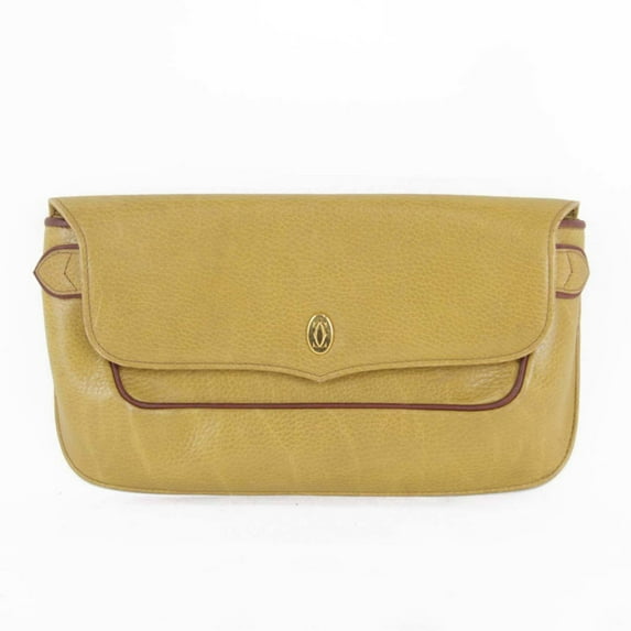 Pre-Owned CARTIER Cartier Second Bag Leather Yellow Beige Women's (Good)
