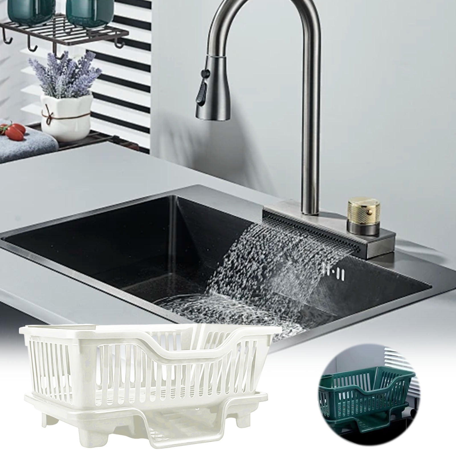 HBBKVI Kitchen Sink Storage Rack 17.5x9x7in Plastic Dish Drying Rack Kitchen Small Bowl Cabinet Bowl Box Water Filter Bowl Chopstick Basket Bowl Rack Rack Sink Storage Rack