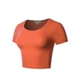 thumbnail image 2 of A2Y Women's Basic Cute Scoop Neck Cotton Short Sleeve Crop Top Ash Copper S, 2 of 5