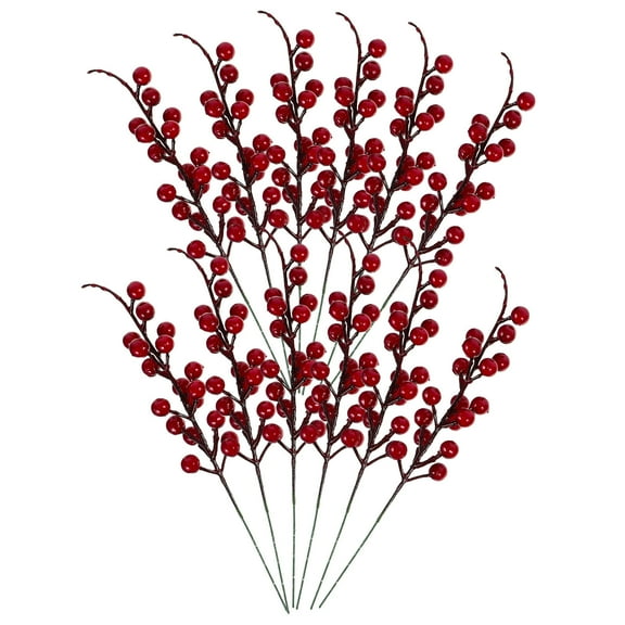 HEATSHAKING Red Berry Stems 12Pcs for Christmas and Festive Holiday Decor