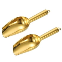 Uxcell 2Pcs Metal Ice Scoop, 7.1 inch Stainless Steel Ice Scooper for Bar Use, Gold