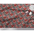 thumbnail image 3 of Soimoi Gray Cotton Poplin Fabric Leaves & Peony Floral Print Fabric by the Yard 42 Inch Wide, 3 of 3