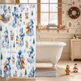 thumbnail image 3 of Erosebridal Kawaii Snowman Bear Shower Curtain 72Wx78L,Merry Christmas Bath Curtain,Blue White, 3 of 6