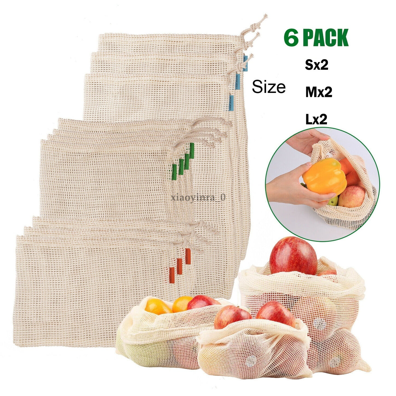 Reusable Mesh Produce Bags Fruit Vegetable Storage Shopping Eco