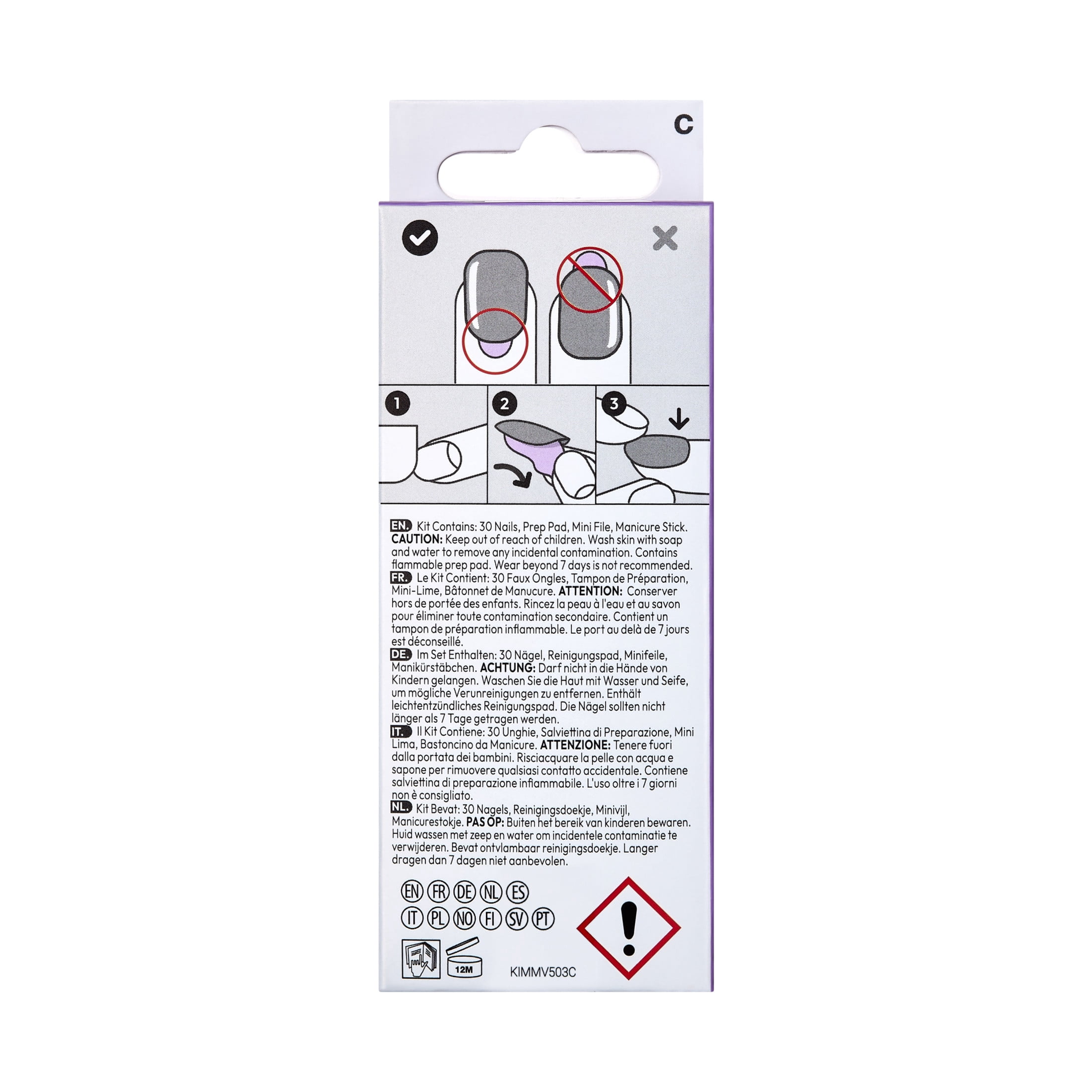 Impress Spring Press On Nails, No Glue Needed, Purple, Medium Coffin, 30 Ct.
