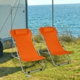 thumbnail image 3 of Costway Set of 2 Beach Chair Portable 3-Position Lounge Chair w/Headrest Orange, 3 of 10