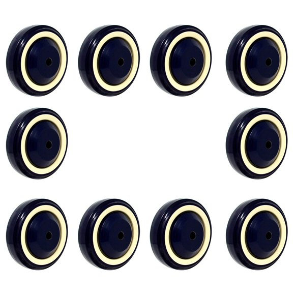 SY America Roue de Chariot de Courses 4 Pouces" 10 Pack Polyuréthane à Illets et Pleine avec Double Roulement à Billes Capacité Totale 3000 lbs (Lot de 10 Pouces Bleu Foncé Beige)