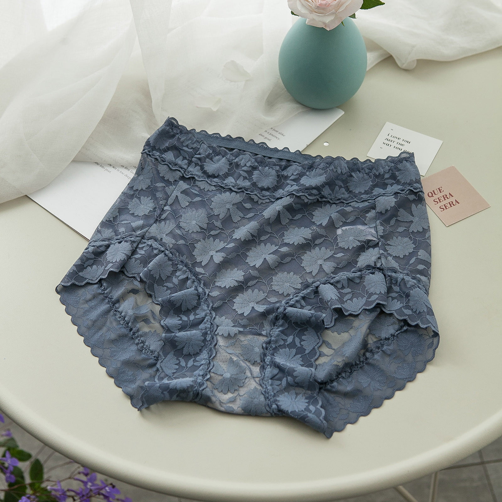 HUPOM Cute Underwear For Women Panties For Girls Thong Leisure Tie Seamless  Waistband Blue L 