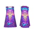 thumbnail image 3 of Vsdgher Elephant in Tribal Style Print Summer Dresses for Women Casual U Neck Beach Dress Sleeveless Tank Loose Sundress with Pocket -XX-Large, 3 of 7