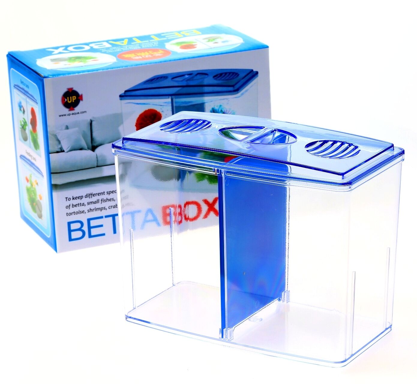 Betta Box Aquarium Bowl Dividers Twin Front Tank Rearing Display Case