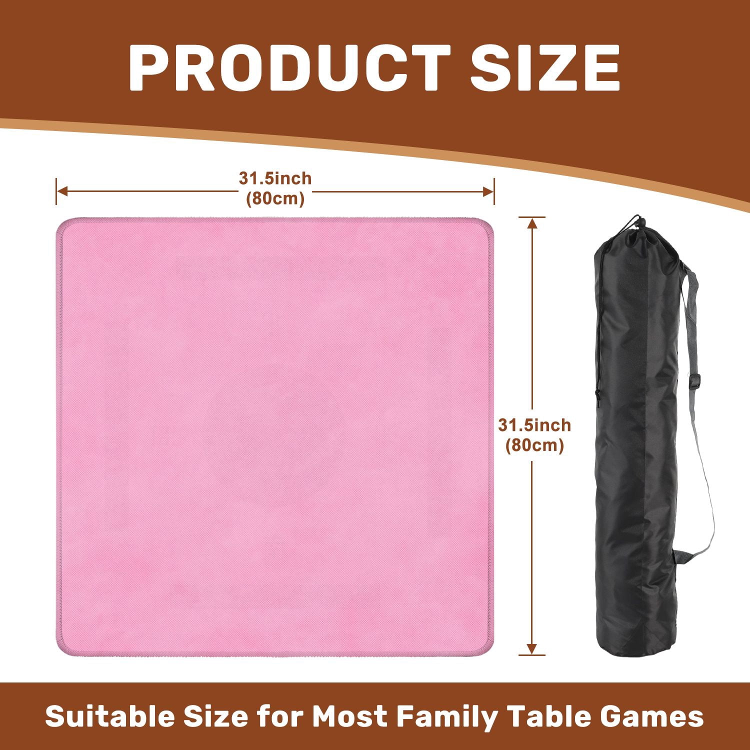 Mahjong Mat 31.5" x 31.5" Soft Pink Subtle Gradient Non-Slip Noise Reduction American Mahjong Tiles Table Cover for Dominoes Poker Card Board Games Gift