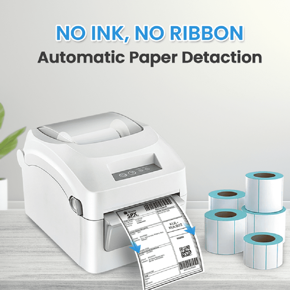 Grozziie Thermal Label Printer, 203DPI USB-Bluetooth, High Speed 4x6 Shipping Label Printer-Compatible with Android, iOS, Windows, macOS, & ChromeOS