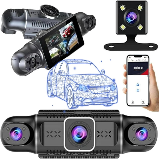 Estbridge 4-Channel 1080P Car Recorder Driving Security 4-Channel 1080P Car Recorder 360° View 4 Channel Dash Cam Multi-Ch Dash Camera (Four Cameras with WiFi and GPS)