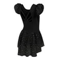 thumbnail image 6 of Arshiner Girls Shiny Ruffle Sleeve Ballet Leotard with Skirt Criss-Cross Back Dance Dresses,8-9Y,Black, 6 of 8