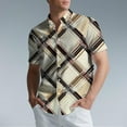 thumbnail image 3 of BiZtdJrK Hawaiian Shirts for Men Fashion Plaid Short Sleeve Tshirts Button Down Collared Business Casual Tops Big and Tall Clothes Yellow XXXL, 3 of 7