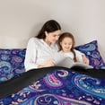 thumbnail image 4 of Homewish Bohemian Purple Paisley Queen Comforter Set,Watercolor Gradient Comforter Sets Queen,Black Reversible,3 Pieces,1 Comforter and 2 Pillowcases, 4 of 7