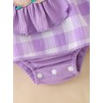 thumbnail image 7 of aturustex Toddler Baby Girls 2Pcs Plaid Rompers Outfits 0 3M 6M 9M 12M 18M Infant Newborn Ruffle Short Sleeve Bodysuits Bear Patch Fake Two-Piece Rompl Daily Summer Clothes for Holiday Party, 7 of 7