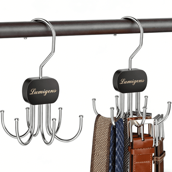 Belt Hanger, Belt Organizer for Closet,Rotatable Tie Rack,Belt Holder,Hanging Closet Storage Hook for Belt, Bra, Tank Top, Tie, Scarf, Purse,1PCS,Black