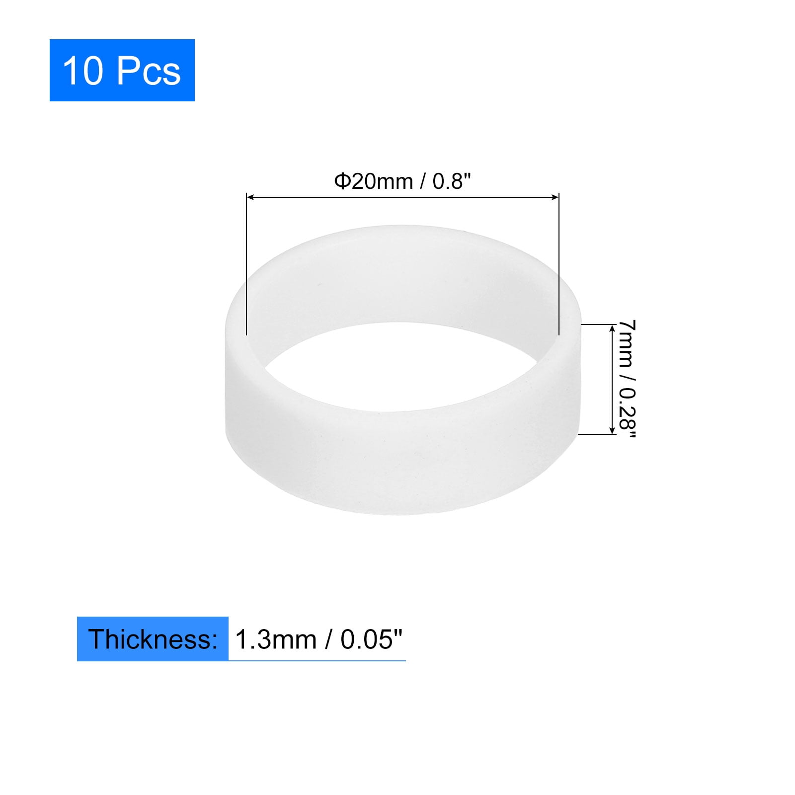 Uxcell Silicone Rubber Bands, 10 pack 20x7mm Silicone Elastic