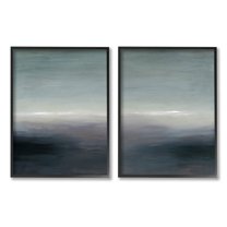 Stupell Industries Dark Horizon Landscape Scene Painting Black Framed Art Print Wall Art, Set of 2, Design by Grace Popp