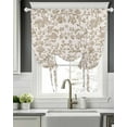 thumbnail image 5 of Farmhouse Khaki Tie Up Curtains for Window, Thermal Insulted Balloon Shade Adjustable Rod Pocket Curtains Valance Panels for Kitchen Bathroom Cafe 52 x 45 Vintage Flower Leaf Botanical Plant, 5 of 6