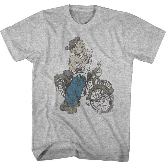 Popeye Cycle Gray Heather Adult T-Shirt
