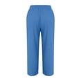 thumbnail image 6 of Kelon Women's Casual Pants, Women Linen Cropped Pants Summer Elastic High Waisted Linen Capri Pants Casual Loose Cropped Pant with Pockets, S, 6 of 8