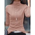thumbnail image 3 of Long Sleeve Solid Turtleneck Slim T-Shirt for Women, Versatile for Spring & Fall, 3 of 7