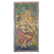Mogul Vintage Hand Carved Ganesha Barn Door MULADHARA CHAKRA Prosperity Panel Wall Decor