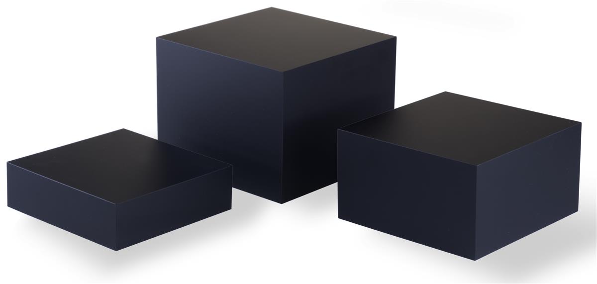 Set of 3- Acrylic Cube Display Nesting Risers, Hollow Bottoms (Solid Black  Matte) (ACCUBEPMB)