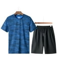 thumbnail image 2 of Swim Suit,Men's 2 Pieces Shirt Set Short Sleeve Button Down Casual Holiday Beach T-Shirts And Shorts Outfits(Blue,3XL), 2 of 5