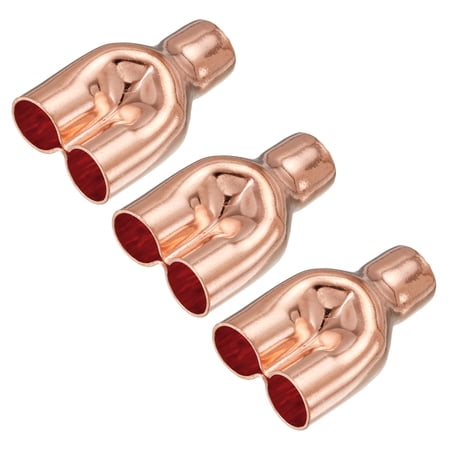 Uxcell Tee Y Type Copper Fitting Welding Joint Split Union Intersection 16mm or 5/8 Inch ID 3 Pack