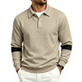 thumbnail image 6 of Men’s Polo Shirts Long Sleeve Color Block Button Pullover Lightweight Casual Fall winter Golf Sweatshirts, 6 of 8