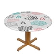 thumbnail image 2 of YFYANG Round Fitted Table Cloth, Waterproof Cute Cloud Doodles Pattern Polyester Table Cover, Indoor Outdoor Decorative Tablecloths with Elastic Edge, 2 of 7