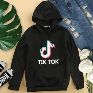 - Fancyleo TIK TOK Hoodie Note Printed Youth Black Sweatshirt