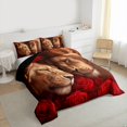 thumbnail image 3 of Homewish Romantic Lion Animal Queen Comforter Set, Red Rose Flower Bedding Sets, Couple Valentine's Day Reversible Bedding Comforter Set, Lightweight Room Decor, 3pcs, 3 of 8