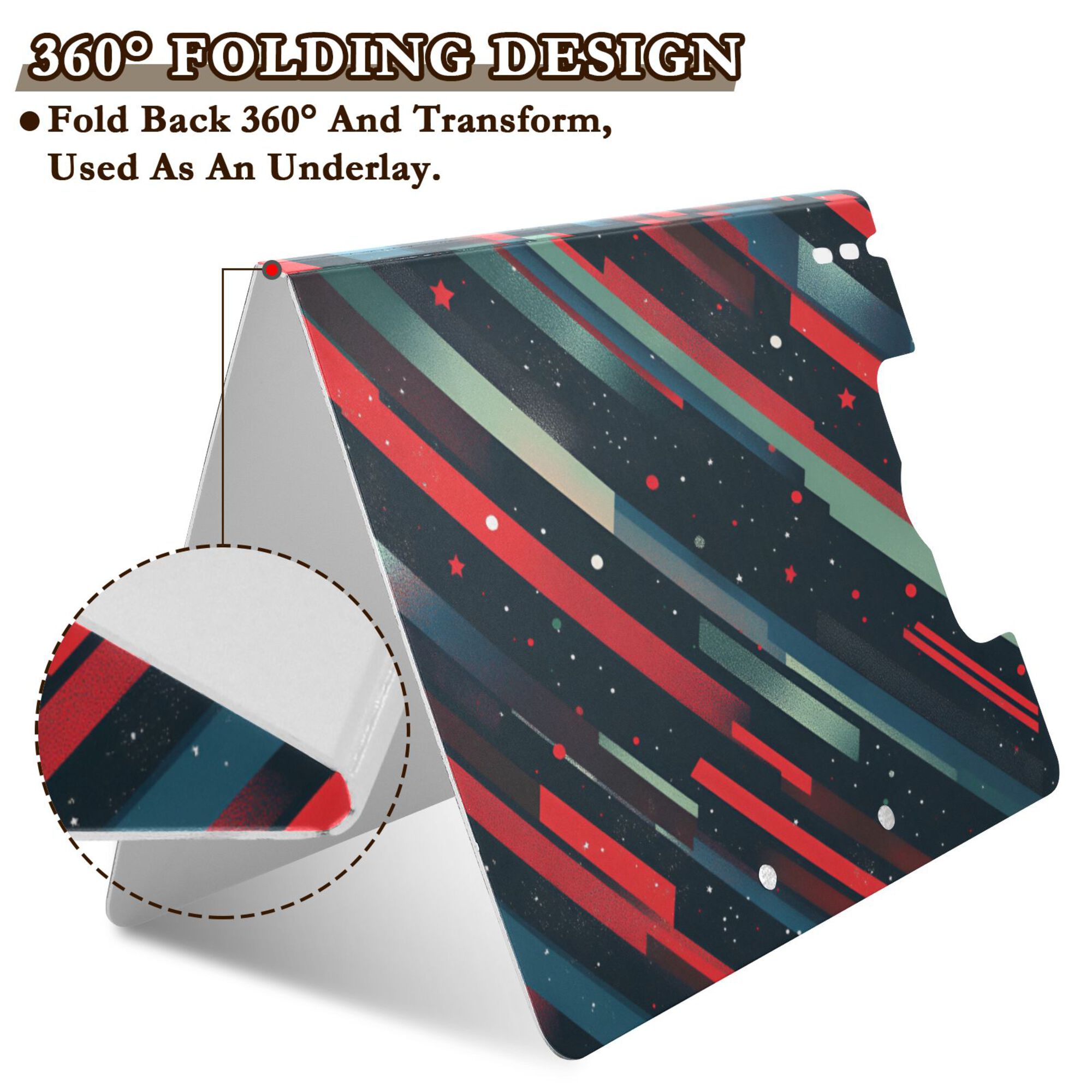FORMRS A4 Clipboard Folder with Pen Holder Horizontal Foldable School Office Binder, Stars Abstract Lines