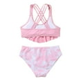 thumbnail image 3 of GYRATEDREAM Girl's 2 Piece Swimsuits Criss Cross Spaghetti Strap Flounce Bikini Top High Waisted Bottom Bathing Suits Summer Beach Swimwear, 13-14 Years, 3 of 4
