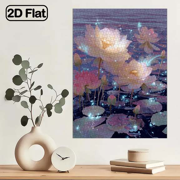 1000pcs Adult Mini Jigsaw Puzzle Featuring for Lotus Water Mirror Design - Scratch-resistant, High Difficulty, Suitable, Family Entertainment, DIY Home Decoration, Christmas, and as Brain-challe