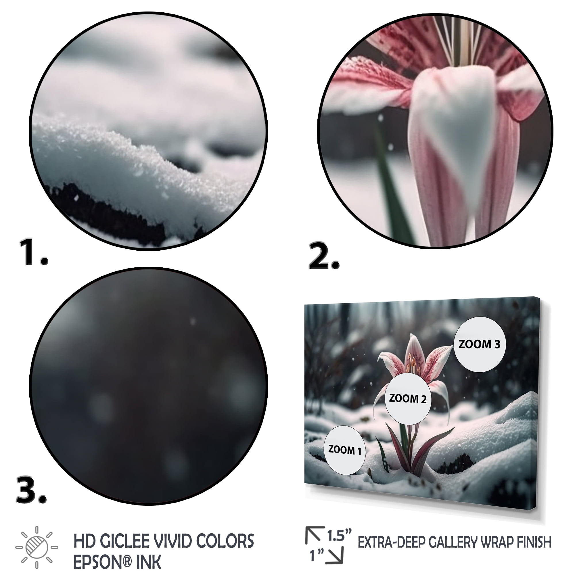 Designart A Blooming White And Pink Lily Flower In Winter Canvas Wall Art