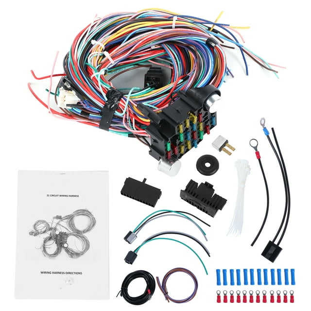 Tbest 21 Circuit 17 Fuses Wiring Harness Set Long Wires Universal Accessories Fit For ,Fuse Harness Kit,Car Accessory