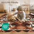 thumbnail image 4 of ODIKA 2'x3' Washable Accent Rug Pet Friendly, Bedside Mat Fake Hide With Contrasting Cream Background And Tan Markings for Bedroom, Nursery, RV, 4 of 7