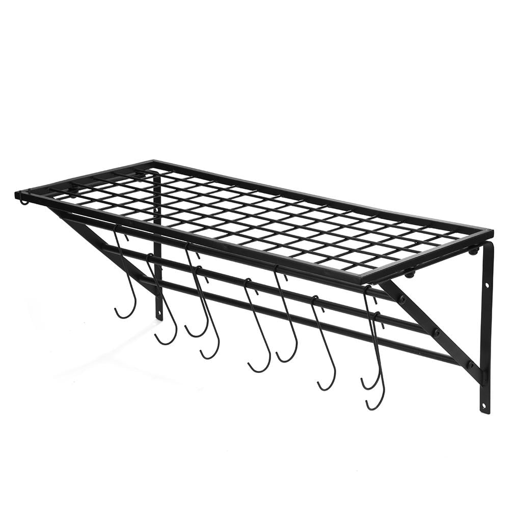 OTVIAP Hanging Pot Rack, Pan Rack,Black Metal Hanging Pan Pot Rack Wall