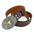 thumbnail image 2 of Men Retro Vintage Bull Pattern Leather Belt, Versatile Cowboy Accessory For Secure Clothing, 2 of 8