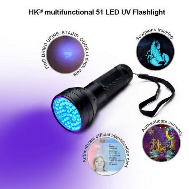 UV Flashlight Black Light, 51 LED 395 nM Ultraviolet Blacklight Detector  for Dog Urine, Pet Stains and Bed Bug 