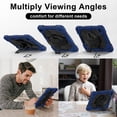 thumbnail image 4 of Kids 3-layer Design Case for Samsung Galaxy Tab A9+ 11.0" 2023 SM-X210 / X216, with Pencil Holder 360 Rotating Kickstand Hand-strap/ Shoulder Strap Heavy Duty Protective Tablet Cover, Navyblue+Black, 4 of 9