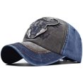 thumbnail image 1 of Casquette de Baseball Vintage Brodée de Taureau Hommes Femmes Coton Extérieur Rue Golf Chapeau, 1 of 8
