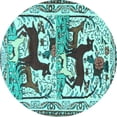 thumbnail image 1 of Ahgly Company Indoor Round Persian Light Blue Traditional Area Rugs, 5' Round, 1 of 4